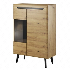 Atka 90 cm Unterschrank Eiche artisan / schwarz modernes Design im skandinavischen Stil, ausgestattet mit einem leisen Türschließsystem