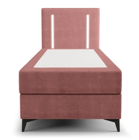 Boxspringbett Norco 80x200 rosa stilvolles Bett mit Staukasten Beleuchtung im Kopfteil fügt eine einzigartige Note