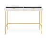 Konsolentisch Lovro weiße mit Schubladen stilvolles und funktionelles Möbelstück für den Flur, das Wohnzimmer oder das Büro Metallrahmen in goldener Farbe
