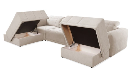 Ecksofa mit Schlaffunktion Cetara VI beige rechte Seite komfortables und stilvolles Ecksofa mit verschiebbaren Rückenlehnen