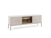 RTV Schrank Amma 154 cm beige elegante Form des Möbels in einem modernen Stil geschmackvoll geriffelte Front sicher gehärtetem Glas