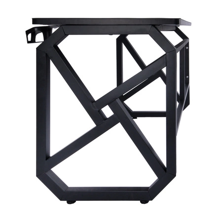 Frag gaming desk schwarz funktionaler und ergonomischer Schreibtisch minimalistisches Möbeldesign unterstützt durch eine stabile Konstruktion