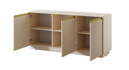 Imperial Kommode 154 cm beige modernes Design elegante Kommode mit gefrästen Fronten und gebürsteten Goldgriffen