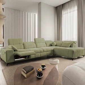 Ecksofa mit Schlaffunktion Penejos XI Lux olive rechtsseitig stilvolles Ecksofa mit komfortablem ausziehbarem Fußteil