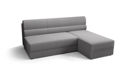 Ecksofa mit Schlaffunktion Fogu graues Eschenholz-Ecksofa mit schlichtem Design, bezogen mit einem Bettcontainer aus Kordstoff