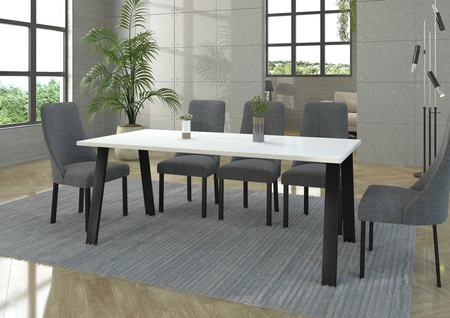 Malden Tisch 185x90 cm weiß/schwarz schlichte Form der Möbel mit stilvollen schwarzen Beinen im Loft-Stil angereichert auslaufsichere Platte