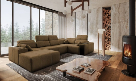 Ecksofa mit Schlaffunktion Tesalia IV braun links bequemes Ecksofa für das Wohnzimmer mit innovativer Schiebefunktion der Rückenlehne