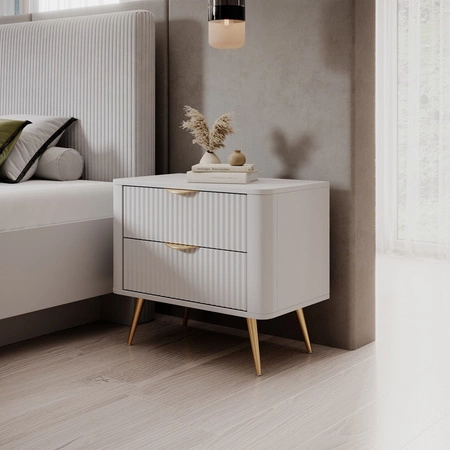 Lante Nachttisch weiß stilvollen Schrank mit Schubladen ideal für Schlafzimmer in Glamour und skandinavischen Stil ursprüngliche Form der festen