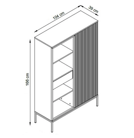 Möbelset Amma schwarz / Eiche wotan unkonventionelles Design push to open system verglaste Elemente der Schrankwand geschmackvolle geriffelte Fronten