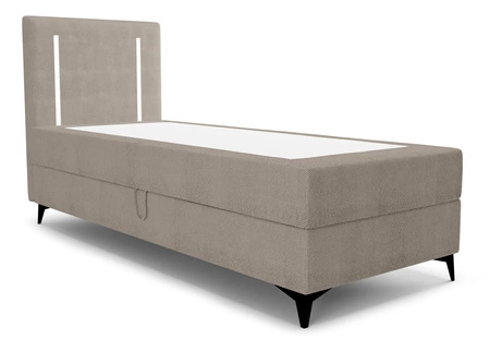 Boxspringbett Norco 80x200 dunkelbeige stilvolles Bett mit Staukasten Beleuchtung im Kopfteil fügt eine einzigartige Note