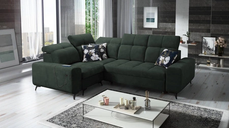 Ecksofa mit Schlaffunktion Buffalo II grün links funktionelles und stilvolles Ecksofa mit verstellbaren Kopfstützen