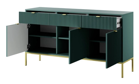 Kommode mit Schubladen Lovro 154 cm pastellgrün modernes Design wird Liebhaber ausdrucksstarker Innenräume begeistern goldenes Metallzubehör