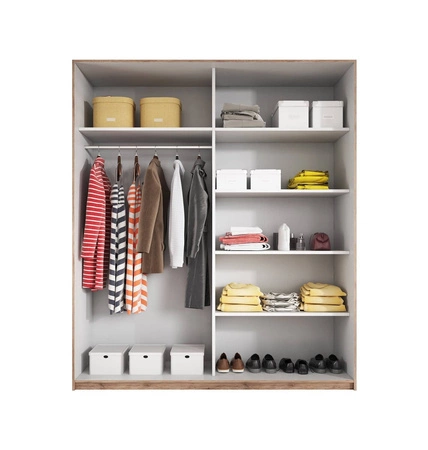 Beta Schiebeschrank 180 cm san remo hell/weiß Geräumiger Kleiderschrank mit Spiegel ist perfekt für Räume jeder Größe