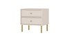 Kioto II Nachttisch beige mit Schubladen ideal Schlafzimmer Schrank auf einem goldenen Metallbasis subtilen Griffe unterstützt