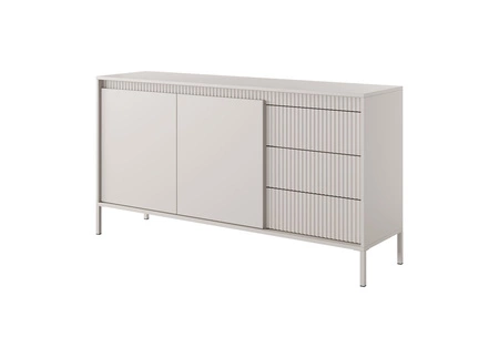 Kommode Sesti 154 cm beige modernes und originelles Design interessante Kombination von Riffelung mit glatten Fronten