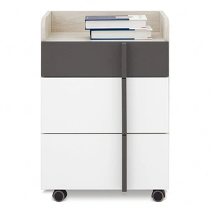 Schubladenschrank Remona Eiche wilton weiß / weiß / anthrazit vielseitiger und praktischer Rollcontainer für das Büro