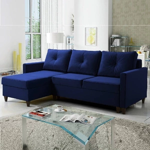 Ecksofa mit Schlaffunktion Terni marineblau links Praktisches und funktionelles Ecksofa mit geräumigen Behältern für Bettzeug