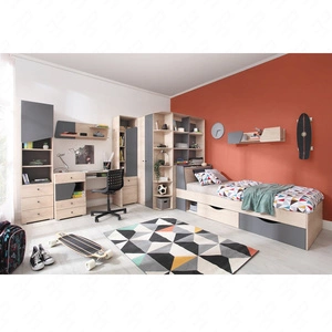 Möbel-Set Dzeta Eiche / anthrazit ideal für ein Jugend- oder Kinderzimmer in einem trendigen Stil