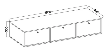 Kioto IV RTV-Wandschrank 180 cm schwarz graphit stilvolles Design mit zeitlosen Farben Türen öffnen nach unten