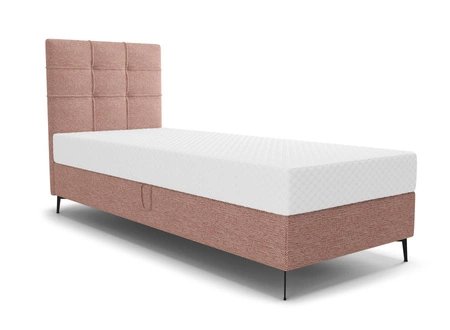 Boxspringbett Irvine 90x200 rosa stilvolles Bett mit Bettzeugablage und hohem Kopfteil besticht durch sein elegantes Design