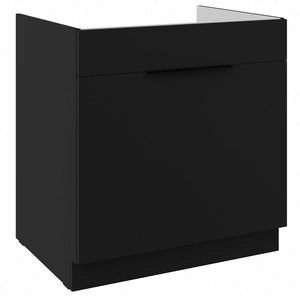 Küchenschrank unter Spüle mit Schublade Schwarz 80 ZL 1S BB Kantengriffe feuchtigkeits- und beschädigungsbeständiger Schrank