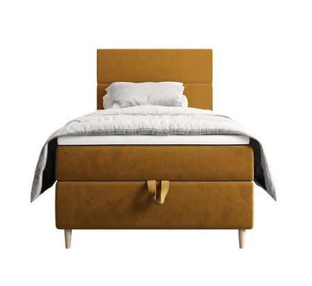 Boxspringbett Bing 120x200 Senfgelb im modernen skandinavischen Stil mit gepolstertem Kopfteil Bett mit Staukasten