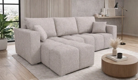 Ecksofa mit Schlaffunktion Linco beige universal Ecksofa mit modernem Design aus strapazierfähigem Webstoff