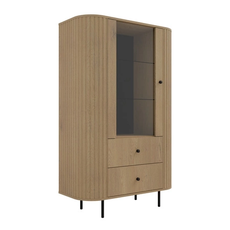 Möbel Set Ovalio Eiche Cremona stilvolle Schrankwand für das Wohnzimmer Elemente der ungewöhnlichen ovalen Form mit sorgfältigen Fräsen verziert