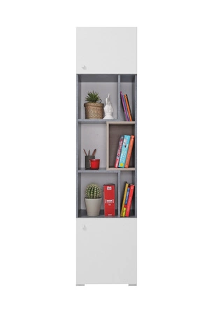 Regal Epsilon 45 cm Beton / weiß / Eiche ideal für das Jugendzimmer stilvolle und funktionale Bücherregal