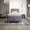 Boxspringbett Bing 90x200 hellgrau im modernen skandinavischen Stil mit gepolstertem Kopfteil Bett mit Staukasten