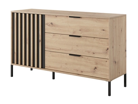 Kommode Tipler 137 cm Eiche artisan / anthrazit modernes Design Dekoleisten an den Türen Kantengriffe