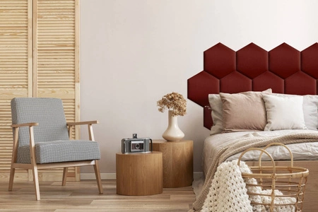 Gepolstertes Paneel Hexagon 40x35 cm kastanienbraun stilvolles Wandpaneel Veloursstoff modische Dekoration jedes Interieurs
