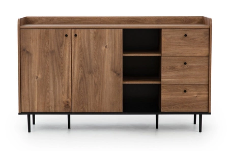 Kommode Apallo 150 cm Eiche Brandy Castello originelles Design hohe Kante der Tischplatte solide auf Metallbeine gesetzt