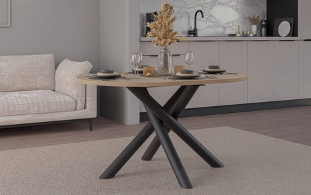 Lyon Tisch 100x138 cm Eiche lindberg / schwarz stilvoller Esstisch auf Designer-Spinnenbeinen höhenverstellbar