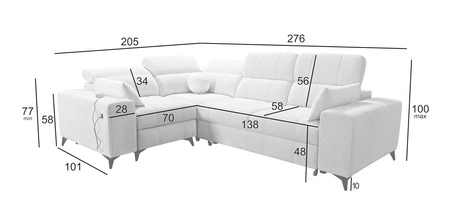 Ecksofa mit Schlaffunktion Penejos II Lux grün links komfortables Ecksofa für das Wohnzimmer mit bequemer ausziehbarer Fußstütze