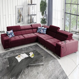 Ecksofa mit Schlaffunktion Hampton III kastanienbraun rechts bequemes Ecksofa aus glattem und weichem Samtstoff