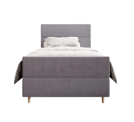 Boxspringbett Benet 120x200 hellgrau im modernen skandinavischen Stil mit gepolstertem Kopf- und Fußteil Bett mit Staukasten