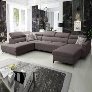 Ecksofa mit Schlaffunktion Savona VI braun rechts elegantes und bequemes Ecksofa für Wohnzimmer mit zwei Bettkästen