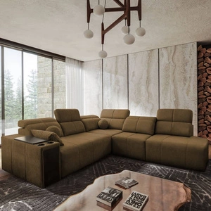 Ecksofa mit Schlaffunktion Tesalia IX braun rechte Seite modernes Design komfortable Schiebelehne Schublade in der Seite des Möbels