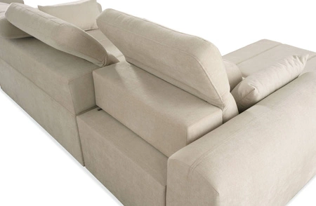 Ecksofa mit Schlaffunktion Cetara XII creme linke Seite stilvolles Design bequeme Schiebelehnen zwei Bettzeugkästen