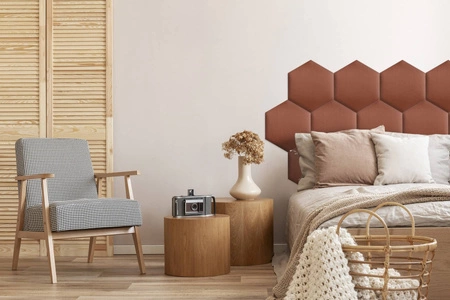 Gepolstertes Paneel Hexagon 40x35 cm schmutzig rosa stilvolles Wandpaneel Veloursstoff modische Dekoration jedes Interieur