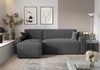 Ecksofa mit Schlaffunktion Brandon Bis grau linke Ecke dreidimensionaler Stoff mit ausdrucksstarken Streifen Bettzeug Container