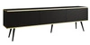 TV-Schrank Luxury 175 cm schwarz elegantes Design stilvolle geriffelte Front Korpus mit goldenen Zierleisten schwarze Metallbeine gekrönt