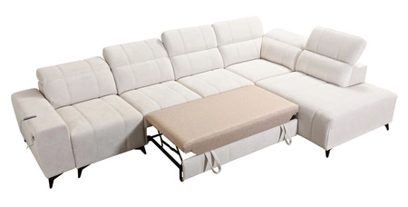 Ecksofa mit Schlaffunktion Penejos XI lachsfarbenes komfortables Ecksofa mit verstellbaren Kopfstützen und zwei Bettkästen