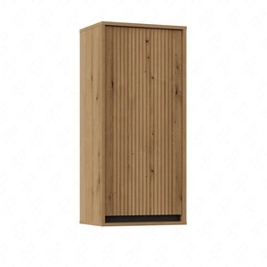 Hängeschrank Osaka 46 cm Eiche evoke / schwarz minimalistisches Design stilvolle Vitrine für das Wohnzimmer geschmackvolle geriffelte Front