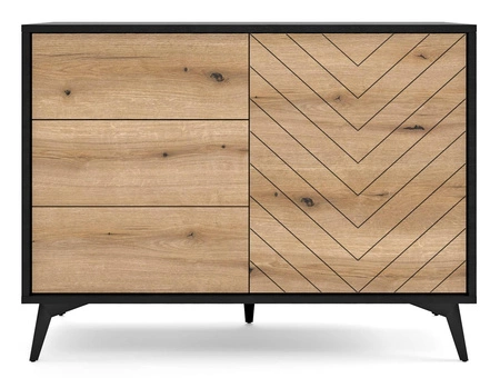 Kommode mit Schubladen Gusto 104 cm Schwarz / Eiche Evoke Funktionales und ideales Möbelstück für moderne klassische und skandinavische Innenräume