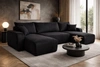 Ecksofa mit Schlaffunktion Fiesta U schwarz stilvolles Ecksofa mit interessanter Form strapazierfähiger Plüschstoff Bettzeugbehälter