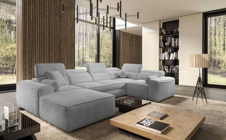 Ecksofa mit Schlaffunktion Viano IV hellgraues links Designer Ecksofa das sich perfekt in moderne Einrichtungen einfügt