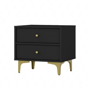 Nachttisch Kioto I schwarz graphit mit Schubladen ideal Schlafzimmer Schrank subtile Griffe Metall Beine