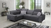 Ecksofa mit Schlaffunktion Kelly Sleek II graphit links elegantes Ecksofa für Wohnzimmer aus strapazierfähigem Webstoff